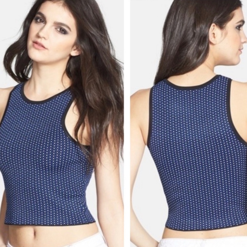 Leith Black and Blue Patterned Crop Top